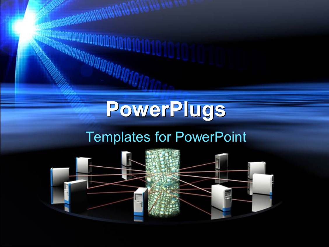 Powerpoint Template 3d Graphics Of Nine Internet Server Equipments Connected Together 9063 Powerplugs Templates For Powerpoint