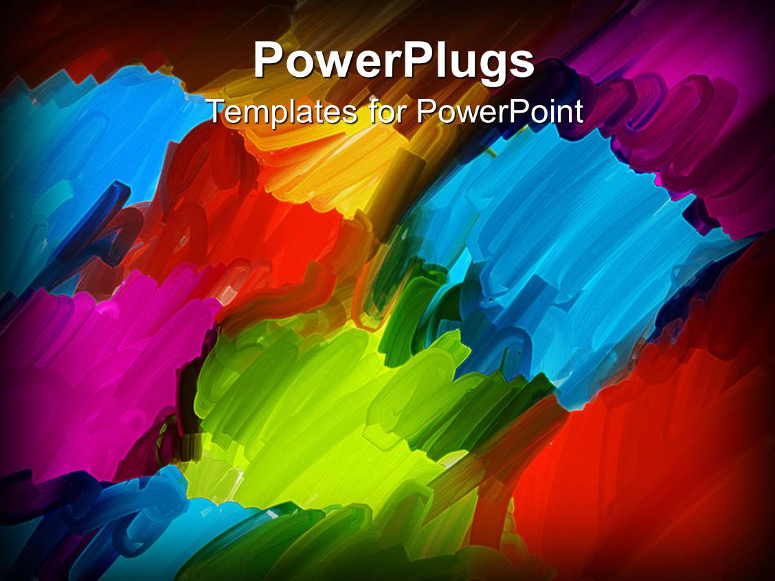 Powerpoint Template Abstract Oil Brush Art Background In Blue Red Orange Purple Green 7723 Artistic Powerpoint Templates