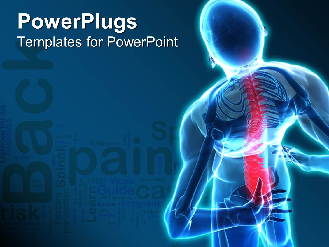 Powerpoint Template Back Pain Skeleton Nervous Human Body Blue Background 2668 Human Powerpoint Template