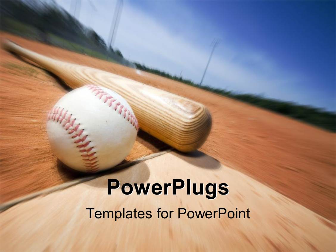 PowerPoint Template a baseball and a bat with blurred background (2897)