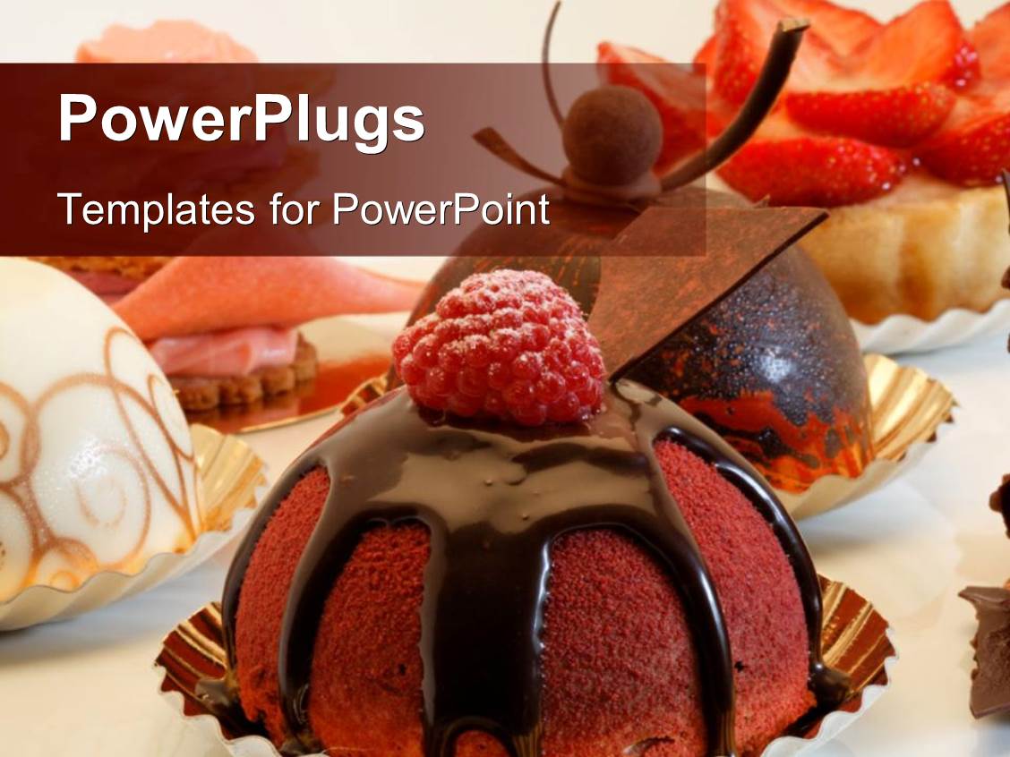 PowerPoint Template beautiful cakes shaped like domes with chocolate
