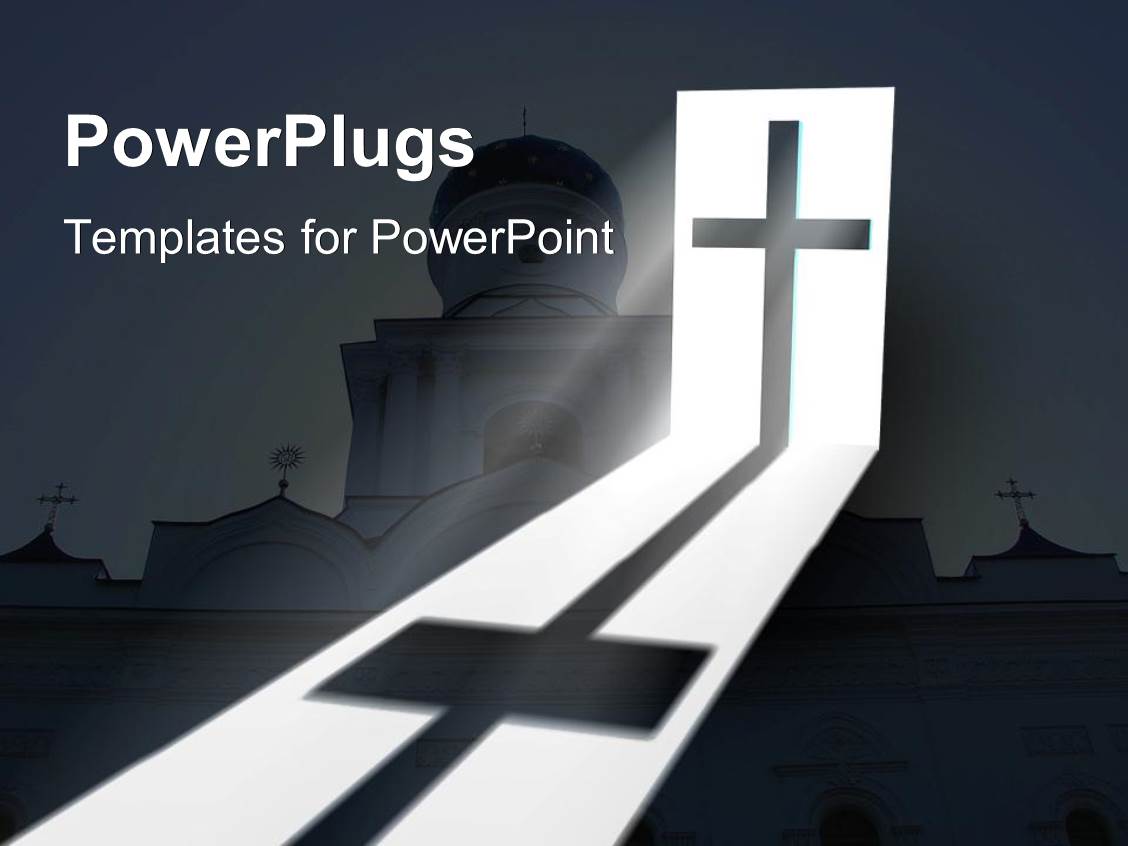 Powerpoint Template Big Catholic Church With A Cross And A Ray Of Light O It 6575 Catholic Powerpoint Templates