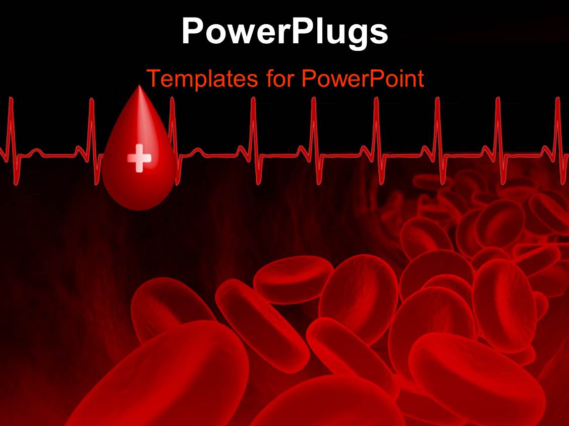 PowerPoint Template Blood platelets with heart beat pulse on black