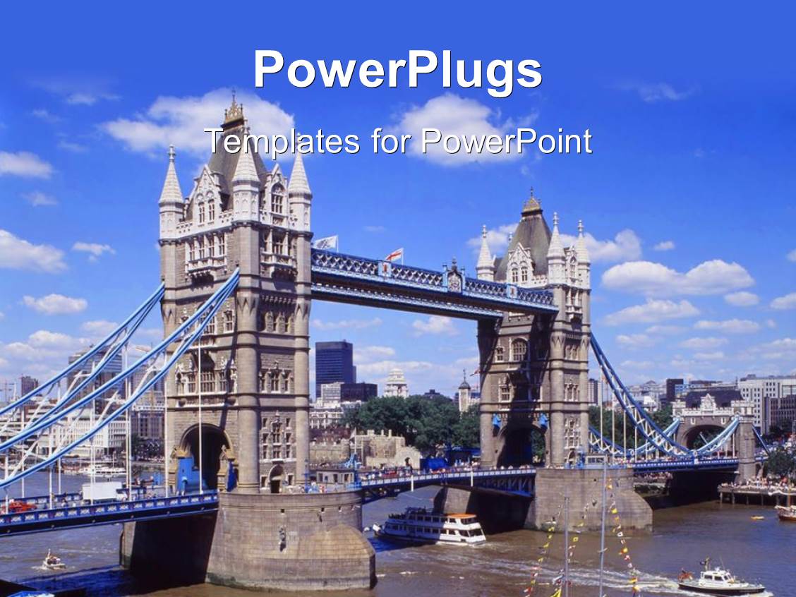 Powerpoint Template Boats Traveling Under London S Tower Bridge Over The Thames River 16334 Microsoft Powerpoint Templates Uk