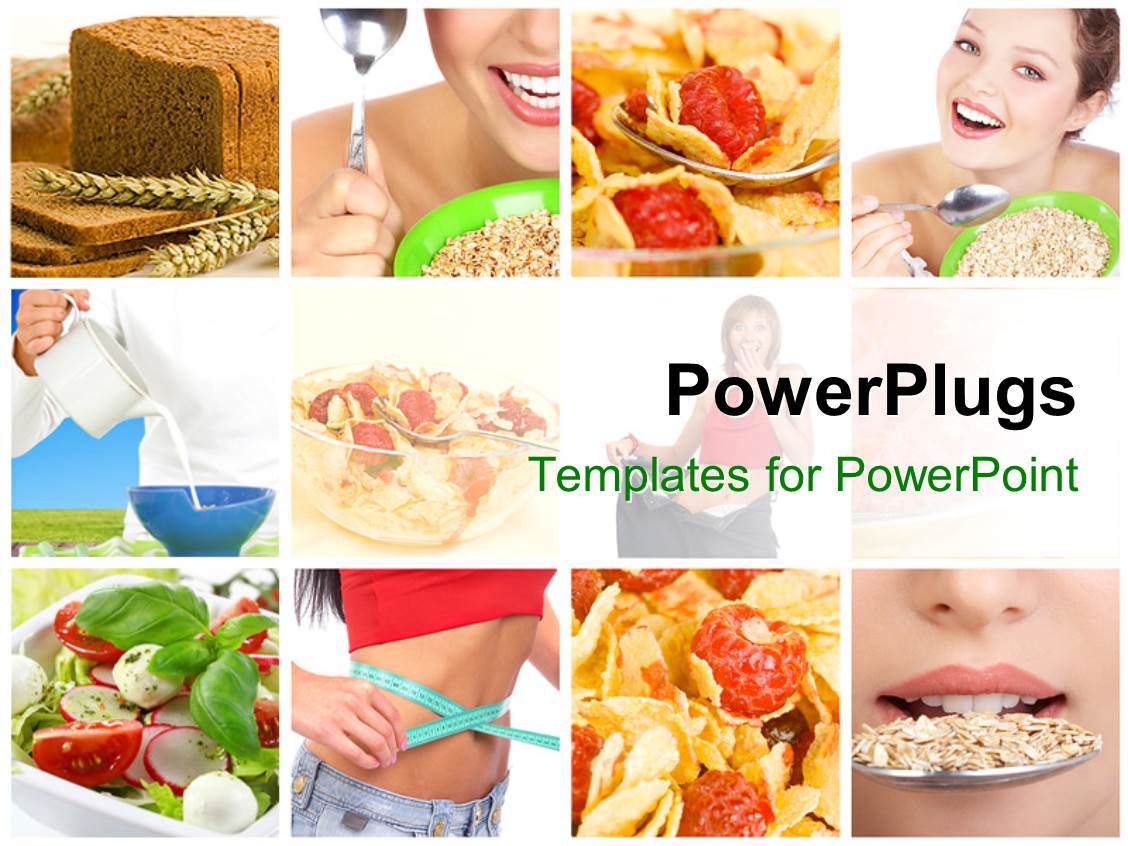 Powerpoint Template Collage Of Lady With Healthy Eating Habits And Diet 16036 Food Templates For Powerpoint