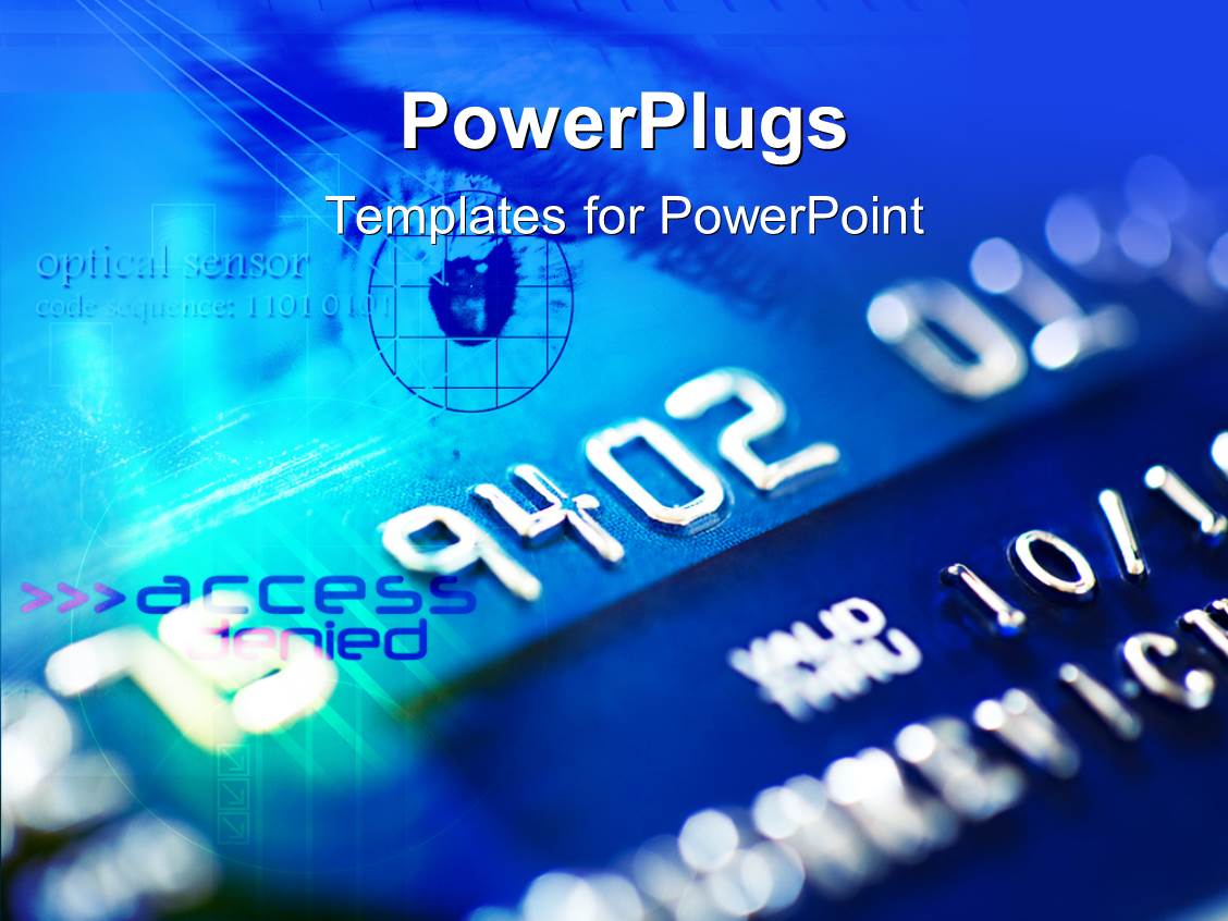 Powerpoint Template Depiction Of Credit Card Security With Security Sensors On Card 8689 Card Powerpoint Template