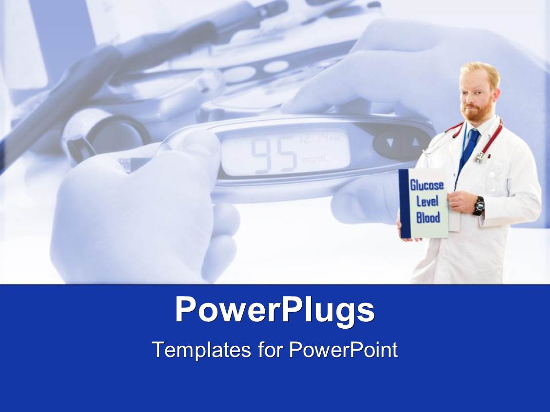 Powerpoint Template A Doctor With A Glucose Level Report And Various Equipment In The Doctor Who Powerpoint Template