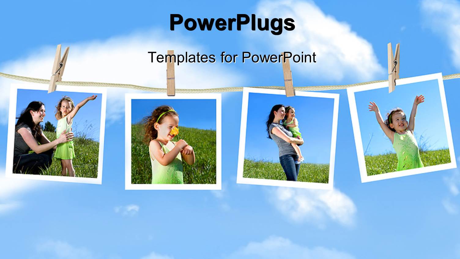 Powerpoint Template Family Depictions Hanging On A Clothesline Against A Blue Sky 11801 Family Powerpoint Templates