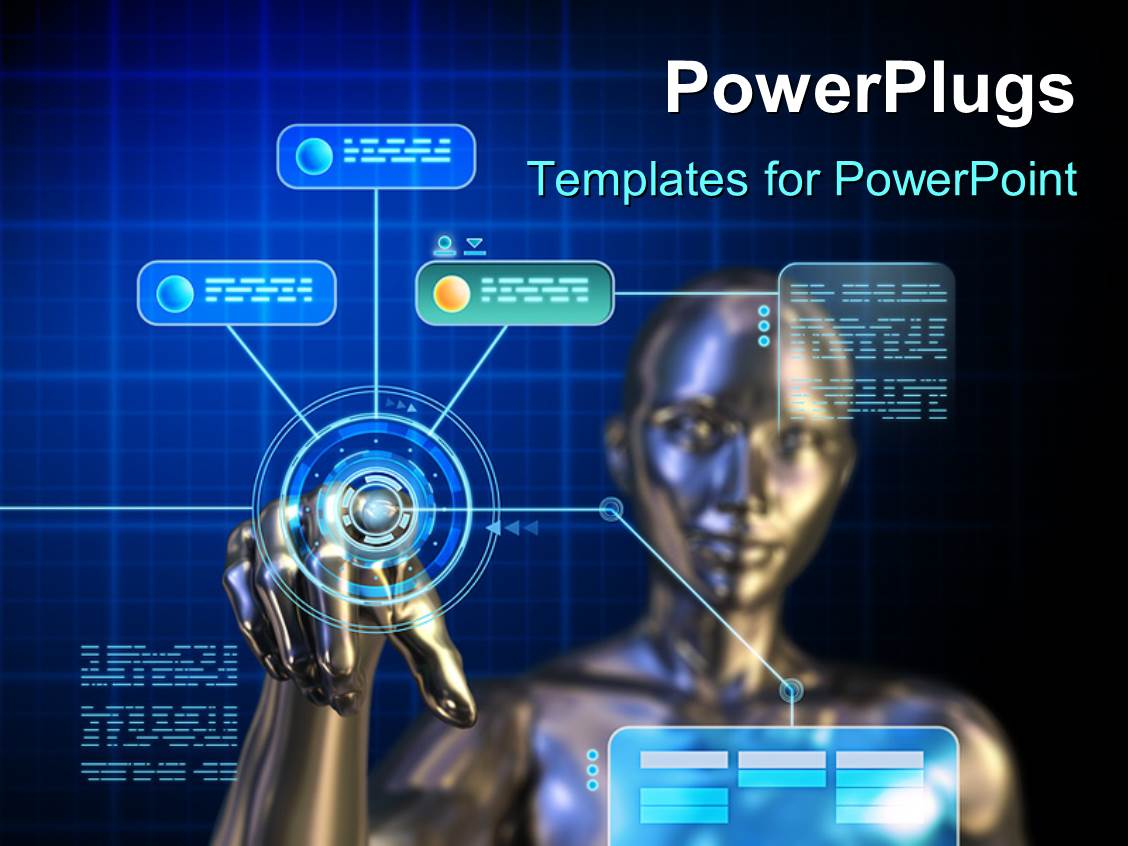 powerpoint template: female android using a futuristic digital powerpoint template: female android using a futuristic digital, Presentation templates
