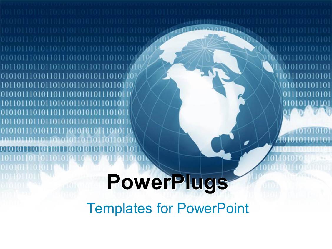 Powerpoint Template Global Communication Depiction With Earth Globe On Binary Codes 3476 Global Powerpoint Template