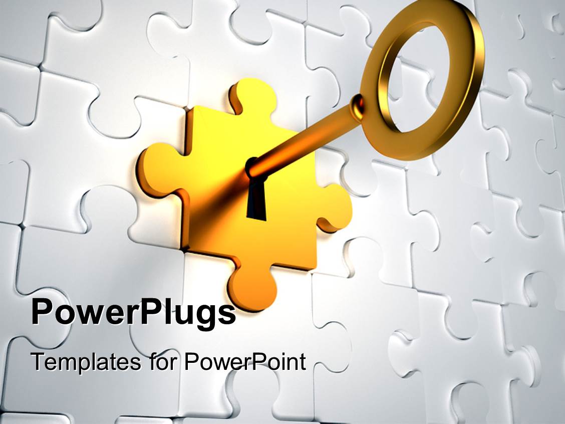 Powerpoint Template Golden Key Trying To Unlock The Golden Puzzle Piece From The Jigsaw Puzzle Unlock Powerpoint Template