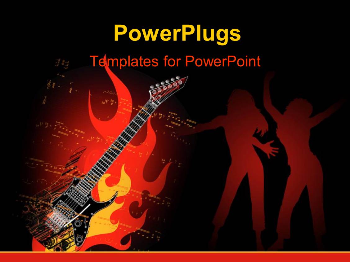 Powerpoint Template A Guitar With A Number Of People Dancing In Background 15288 Guitar Powerpoint Template