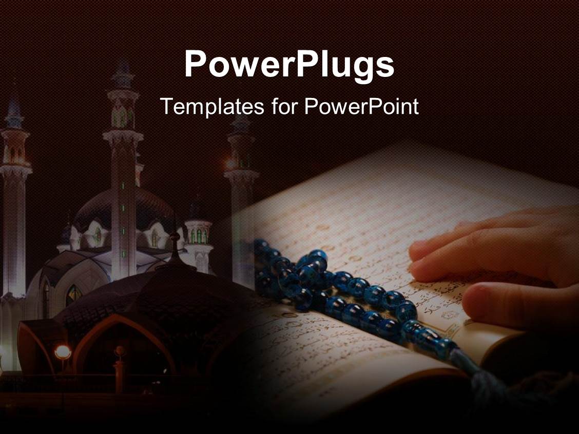 Powerpoint Template Hand On Koran With Prayer Beads And A Temple In The Background 17717 Free Islamic Powerpoint Templates