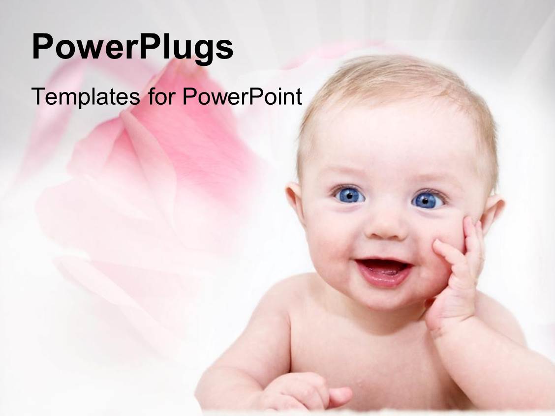 Powerpoint Template Happy Baby With Pink Roses For Family On White Background 2513 Baby Powerpoint Templates