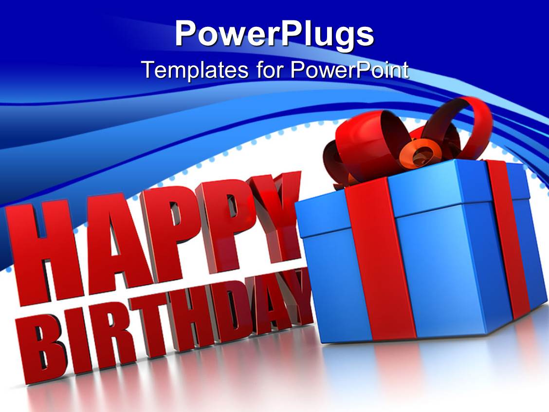 Powerpoint Template Happy Birthday Sign Next To Blue Wrapped Gift Box 15649 Powerpoint Happy Birthday