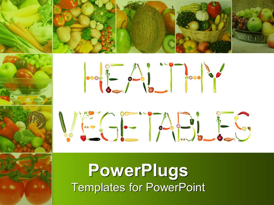 PowerPoint Template healthy vegetables formed of fresh fruits and