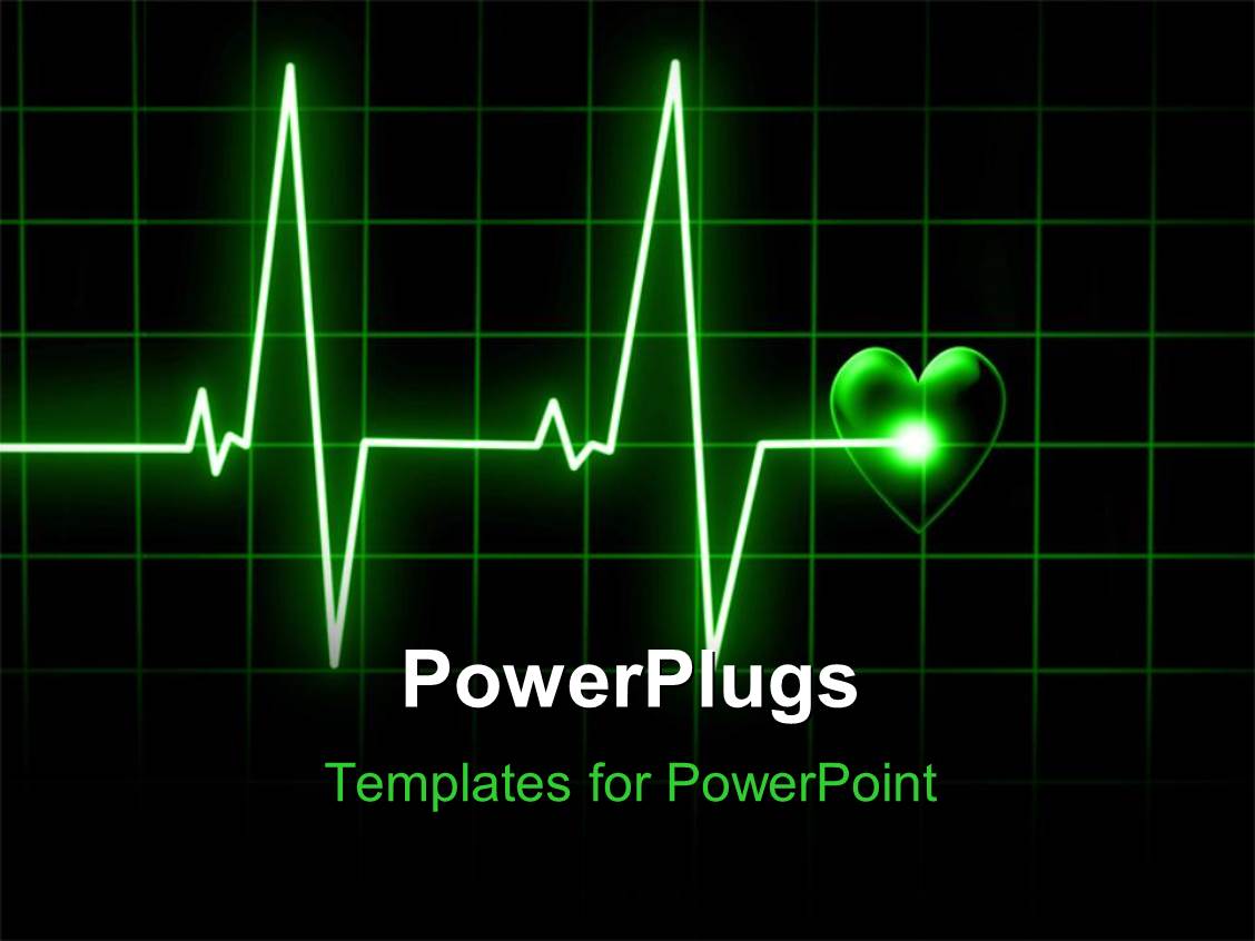 PowerPoint Template Heart beat on monitor on a dark background (16137)