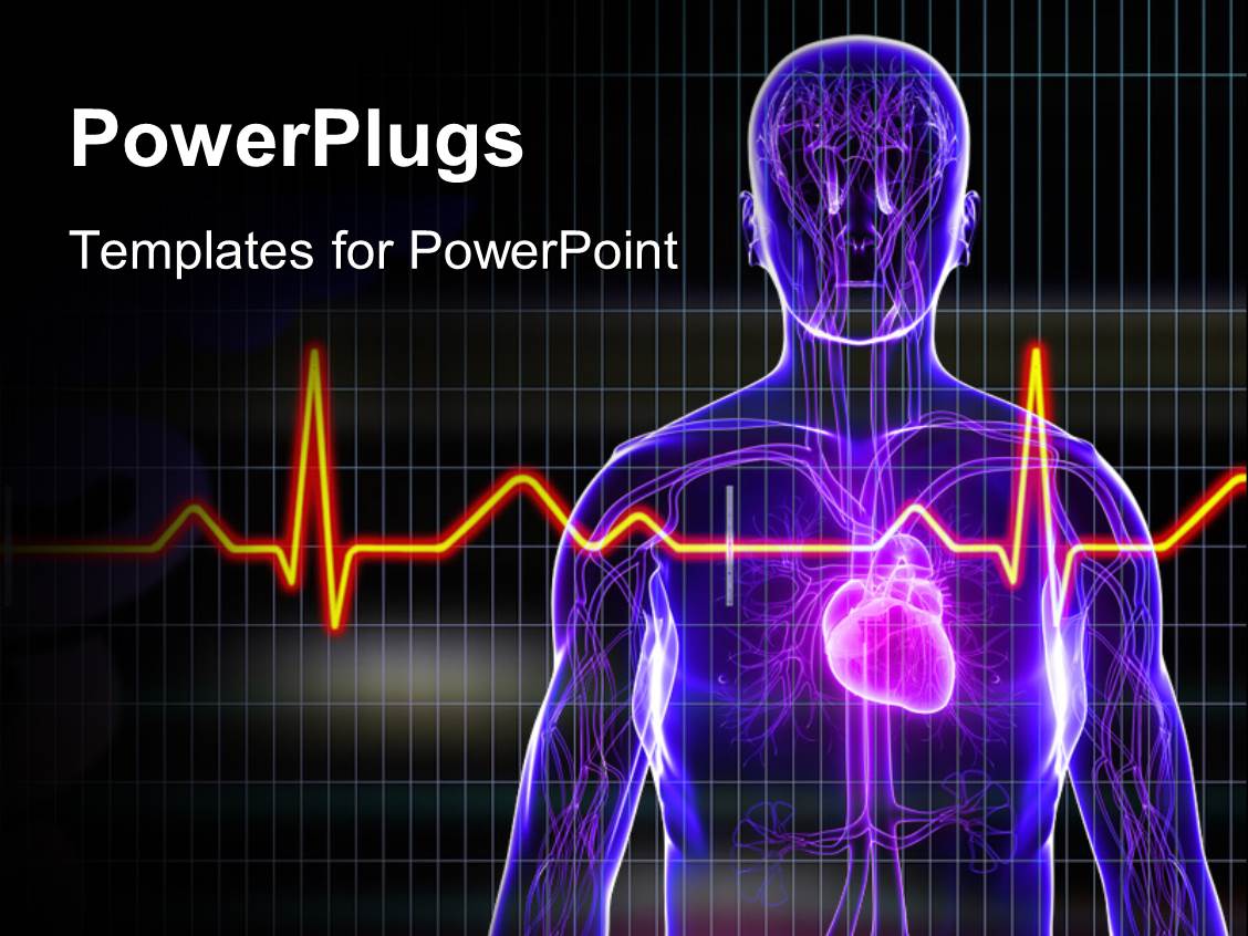 Powerpoint Template Human Anatomy With Heart And Ecg Rays In Foreground 16774 Anatomy Powerpoint Templates