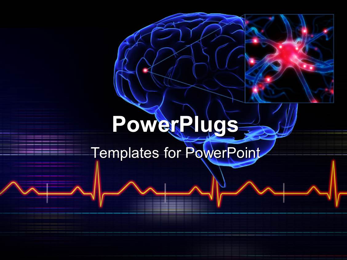 Powerpoint Template Human Brain With A Highlighted Small Part Of The Brain And Ecg Waves 16743 Brain Powerpoint Templates