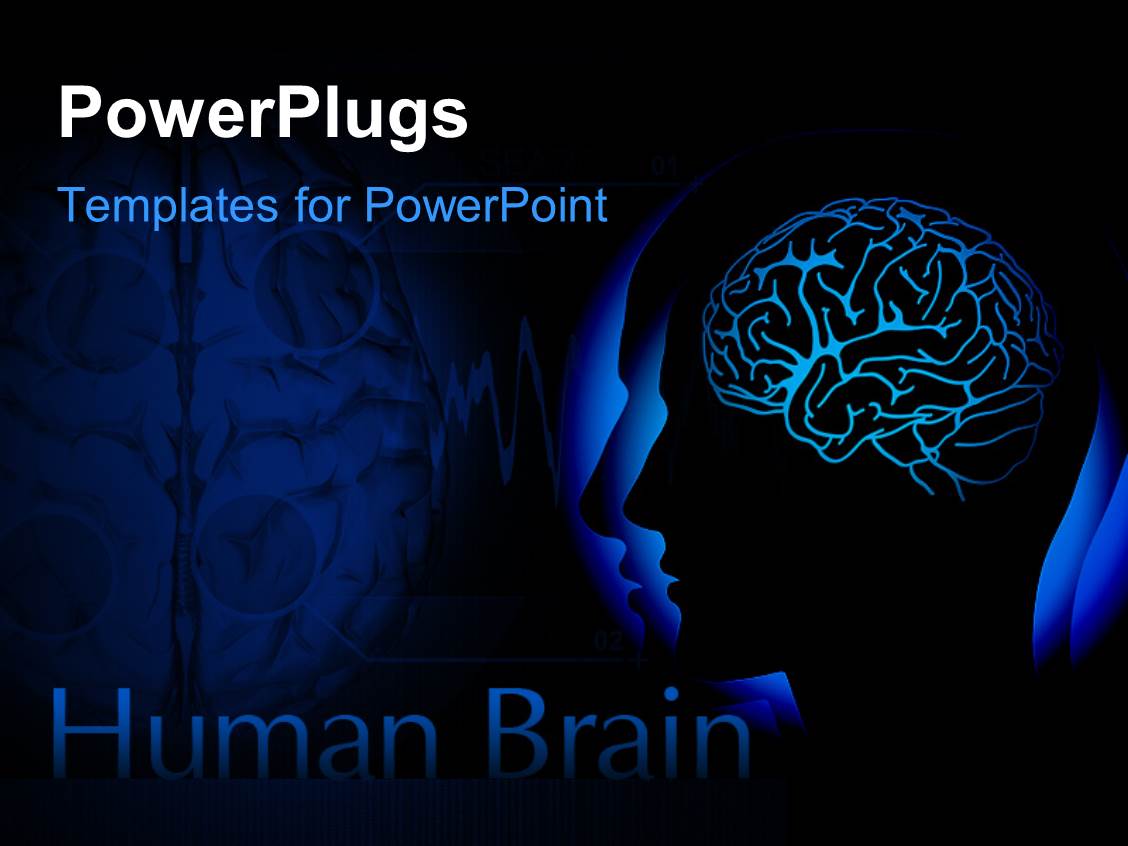 Powerpoint Template Human Head With Visible Brain Over Dark Background 16752 Brain Powerpoint Templates