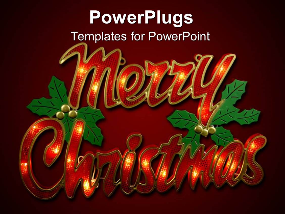 Powerpoint Template Large Red Merry Christmas Text On A Red Background 7168 Merry Powerpoint Template