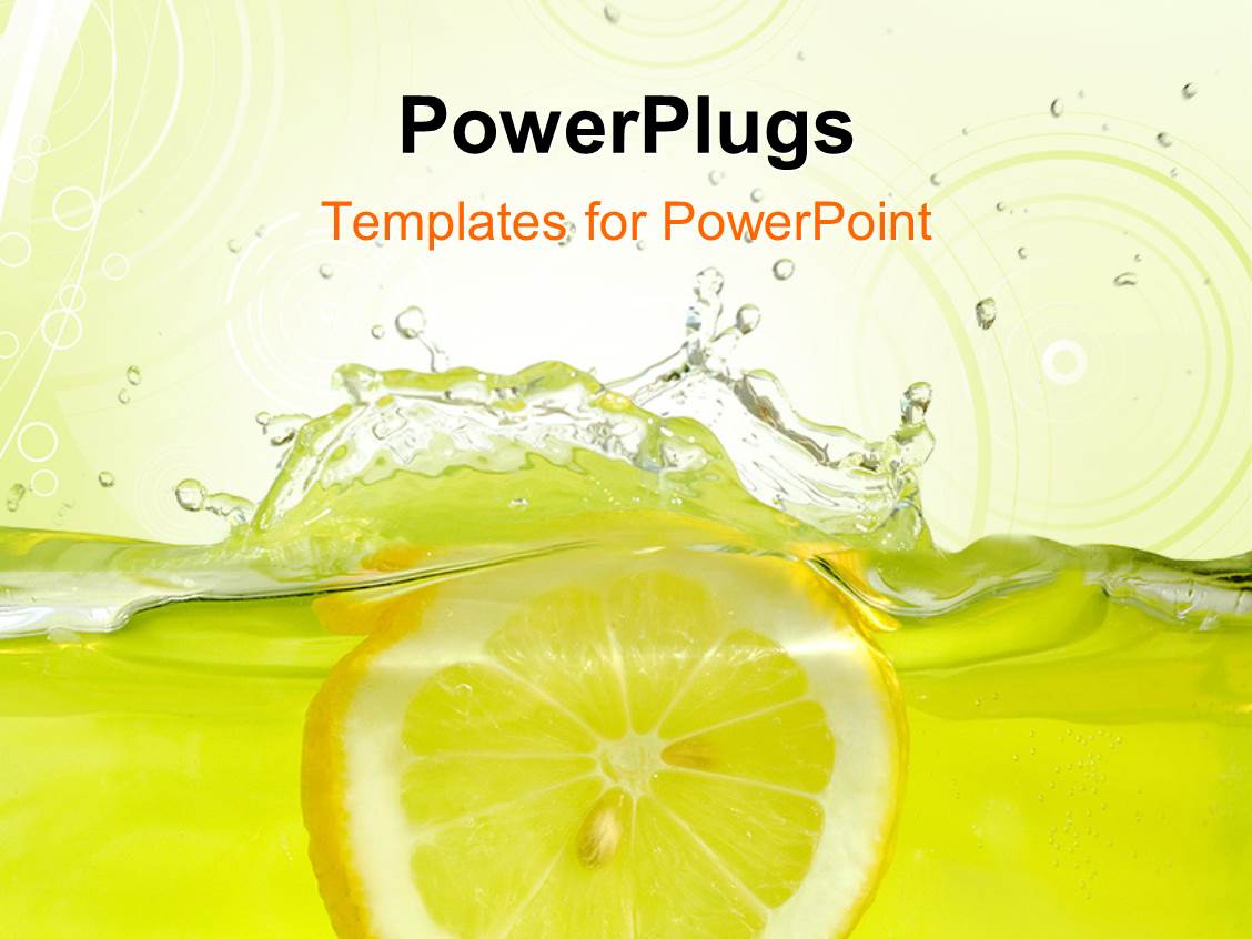 powerpoint-template-lemon-slice-falling-into-juice-with-yellow