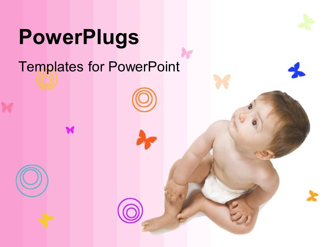 Powerpoint Template Little Baby Boy On A Pink Background With Butterflies 2512 Baby Powerpoint Templates