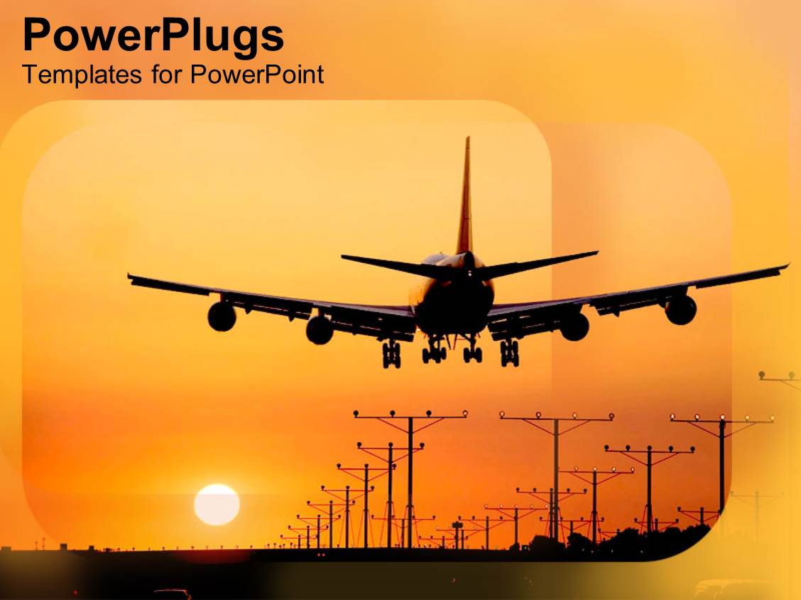 Powerpoint Template Live Long Relax Travel Towards The Orange Yellow Sunset Landing In The Airport Powerpoint Template