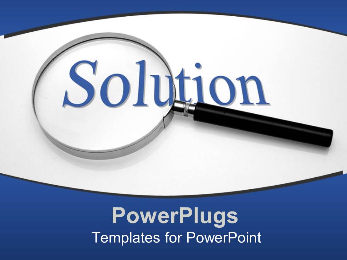 PowerPoint Template a magnifying glass with the word solution (26084)