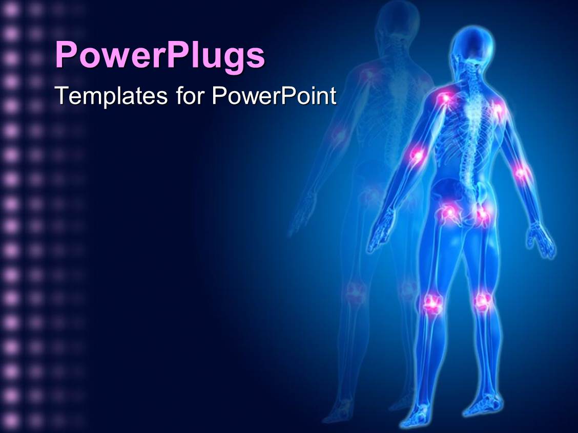 Powerpoint Template A Man Skeleton Showing Different Joints In The Human Body With Swelling Bone Powerpoint Template