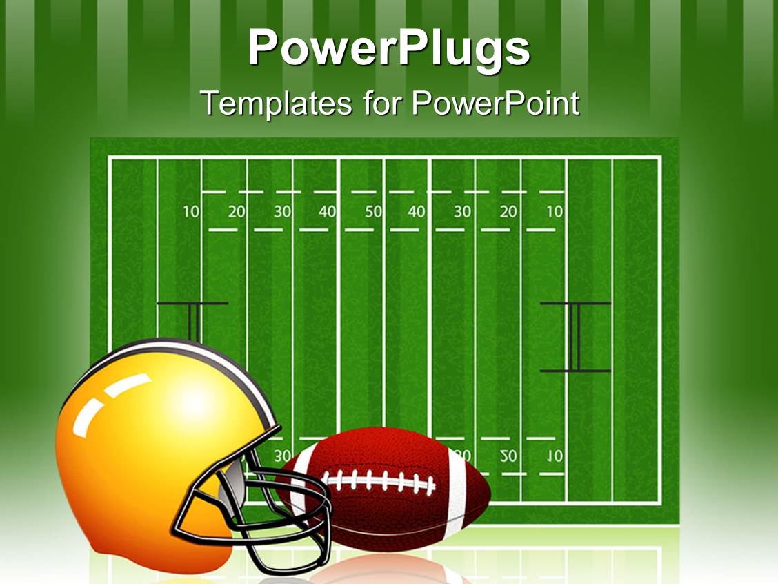 Powerpoint Template The Measurement Of The Rugby Field Along With A Helmet And Football 12823 Football Powerpoint Template