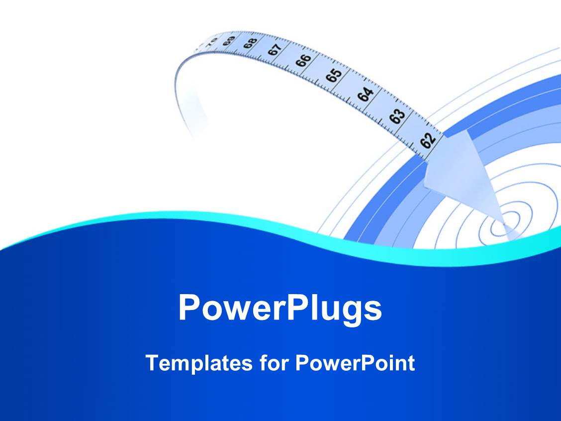 PowerPoint Template Measuring tape with arrow head hit center of