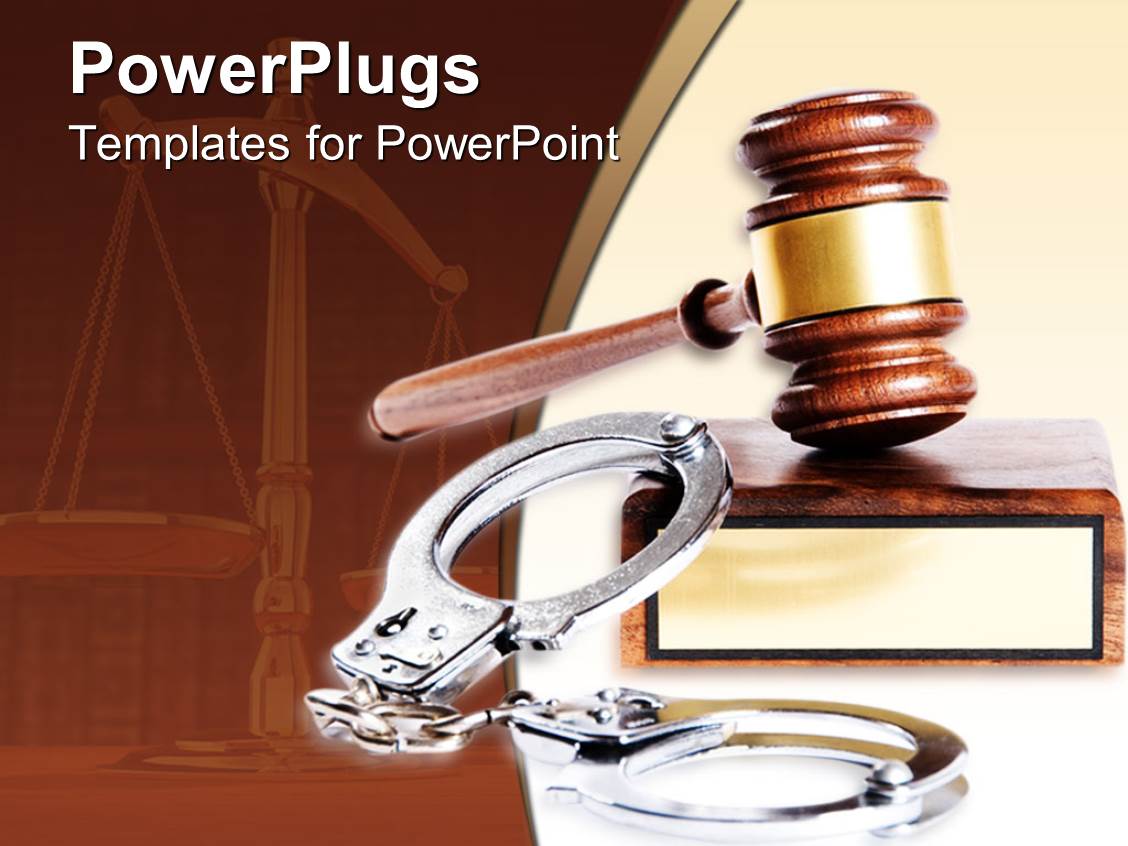 Powerpoint Template Metal Handcuffs Next To Wooden Gavel And Block 18448 Free Criminal Justice Powerpoint Templates