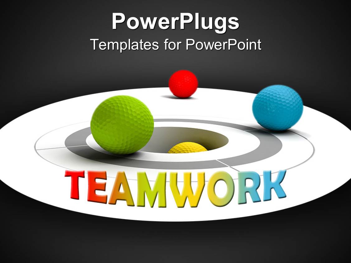 Powerpoint Template Multi Colored Balls On A Circular Surface With Teamwork Text 28972 Teamwork Powerpoint Templates