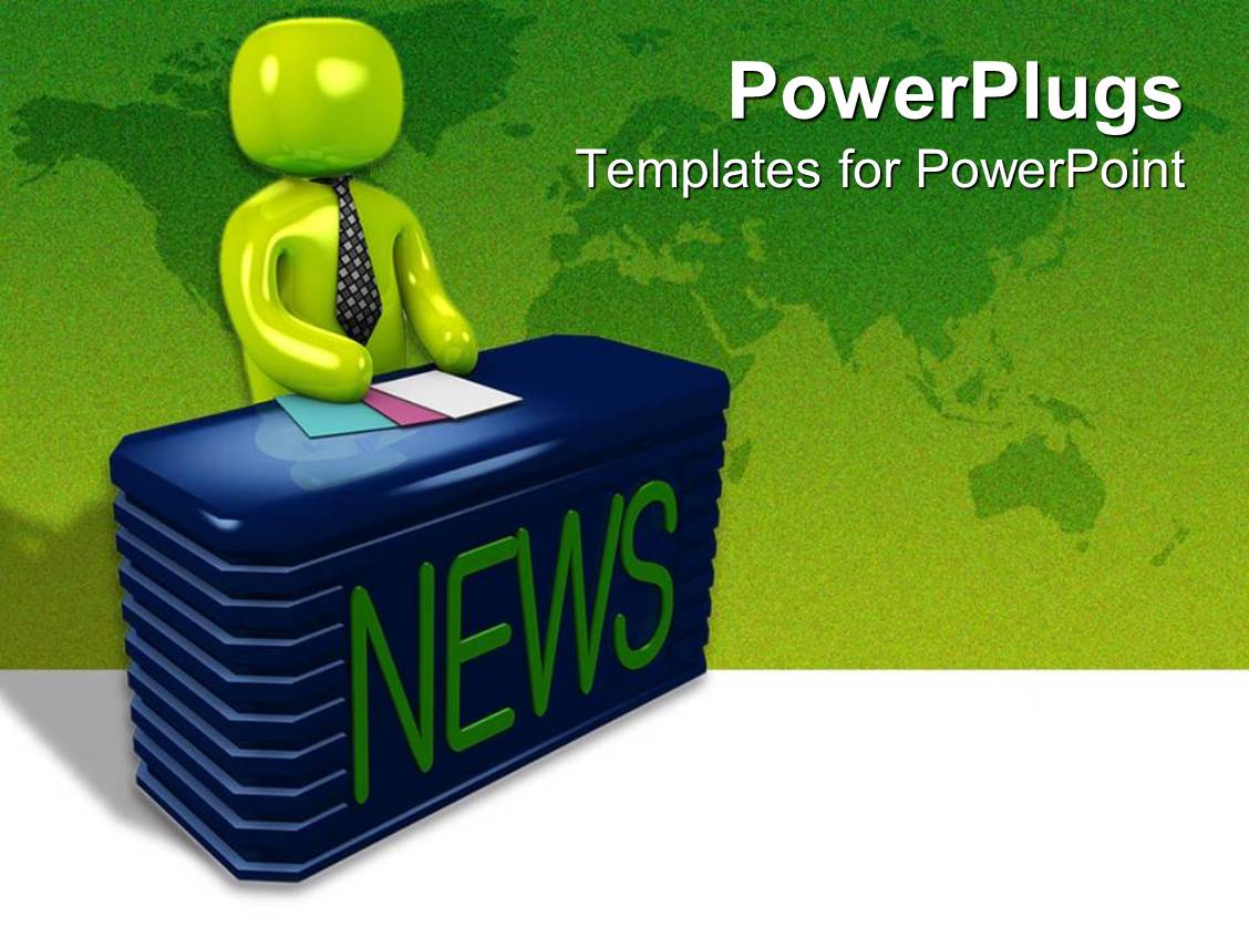 powerpoint template: a newscaster siting behind his desk ready to powerpoint template: a newscaster siting behind his desk ready to, Presentation templates