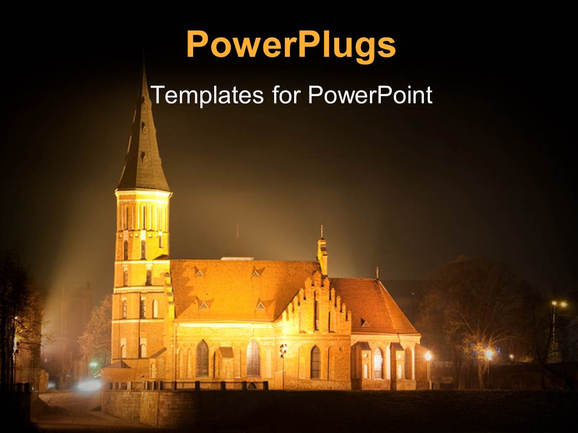 Powerpoint Template Night View Of Bright Lights Lit Around A Church 7293 Free Powerpoint Templates For Church