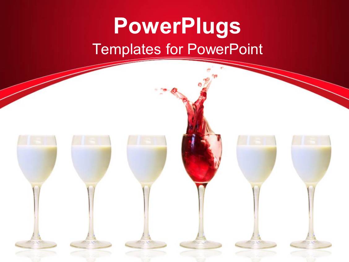 powerpoint template: a number of milk glasses with a one of wine powerpoint template: a number of milk glasses with a one of wine, Presentation templates