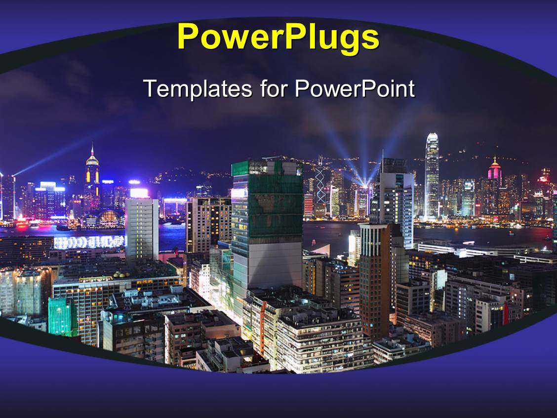 Powerpoint Template A Number Of Skyscrapers With Clear Sky In The Background 16514 Hong Kong Powerpoint Template