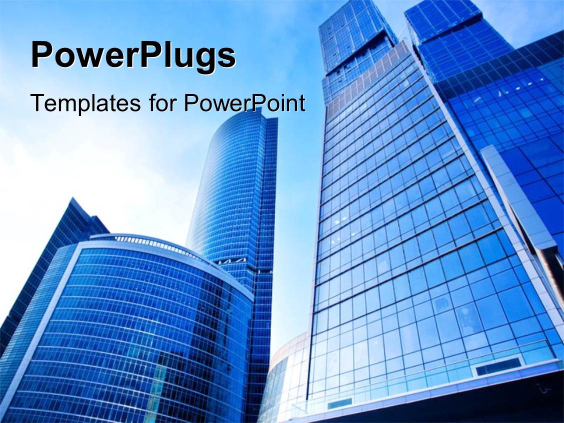 Powerpoint Template A Number Of Skyscrapers With Sky In The Background 8431 Building Powerpoint Templates