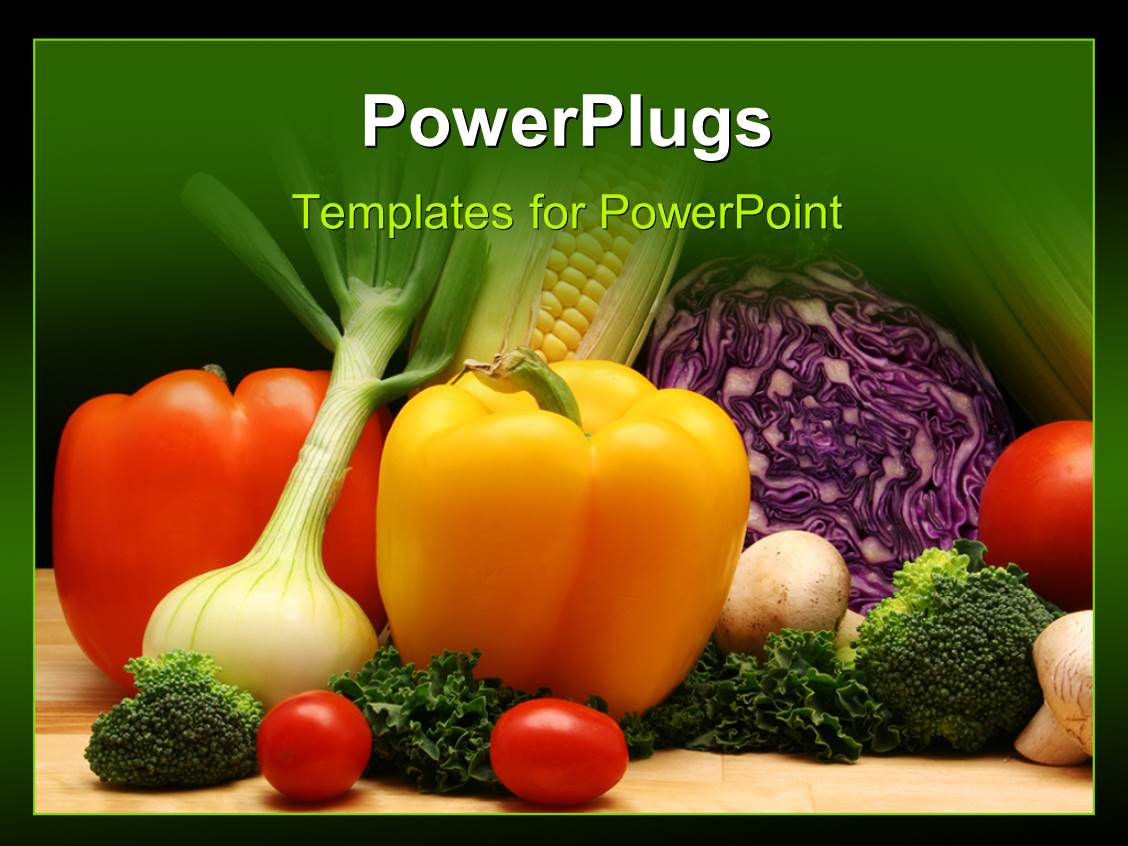 PowerPoint Template A Number Of Vegetables With Green Background 30620 