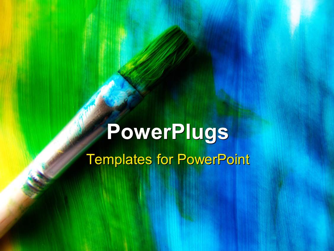 PowerPoint Template Paint brush with abstract background of colored