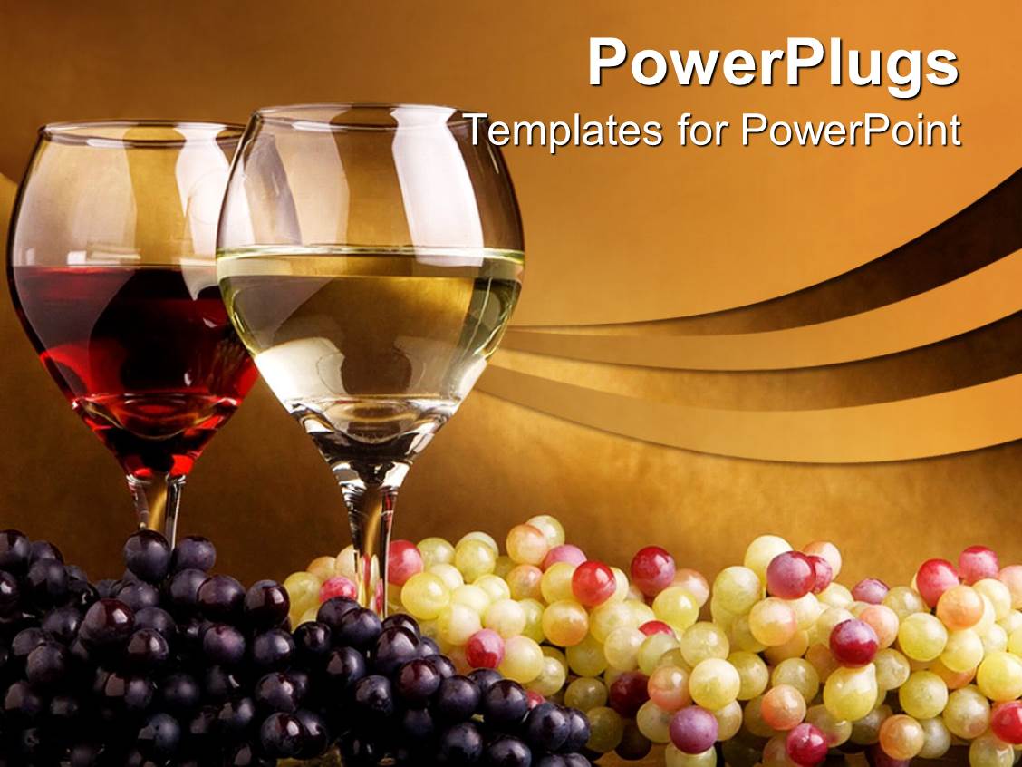 powerpoint template: pair of wine glass filled with wine and bunch powerpoint template: pair of wine glass filled with wine and bunch, Presentation templates