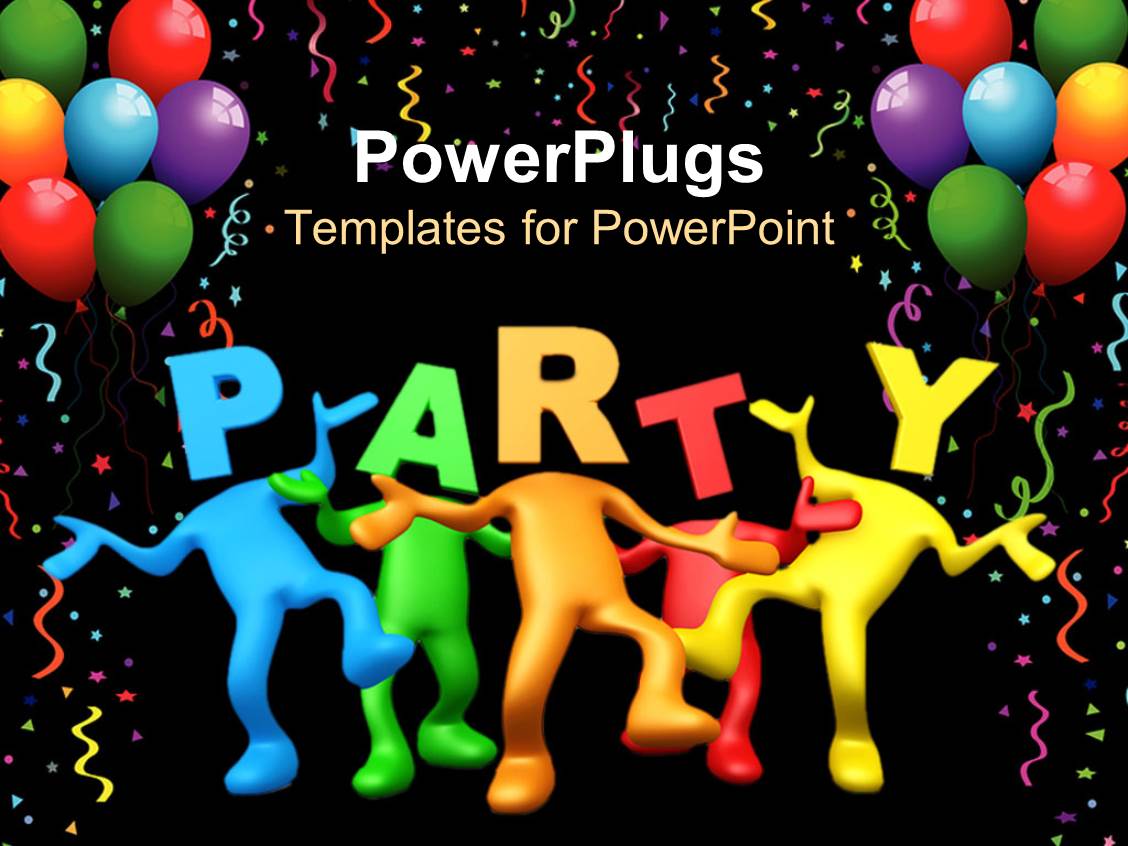 PowerPoint Template Party celebration balloons birthday dancing black