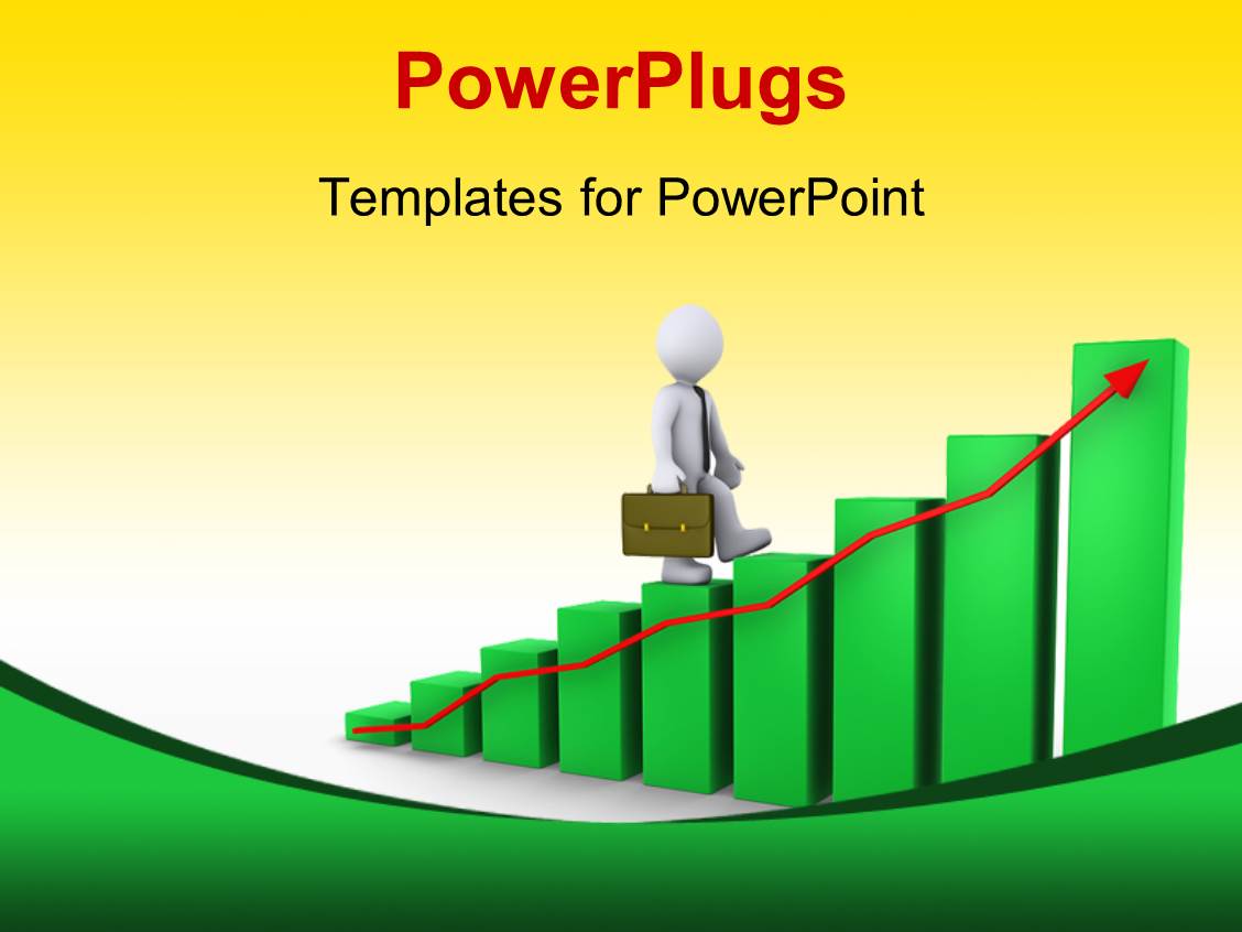 Powerpoint Template A Person With A Growth Bar And Yellowish Background 30771 Powerplugs Powerpoint Templates