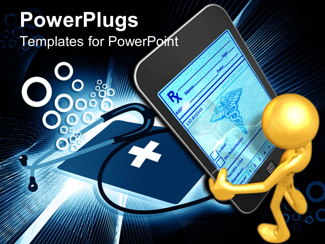 Powerpoint Template A Person Holding The Cell Phone Along With A Stethoscope 19982 Health Powerpoint Templates Free