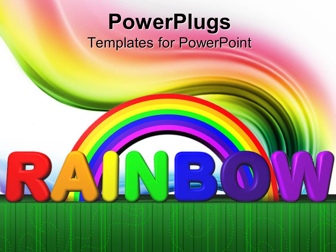 Powerpoint Template Rainbow With Text Lettering Colored Swirl Green Line Border White Powerpoint Rainbow Template