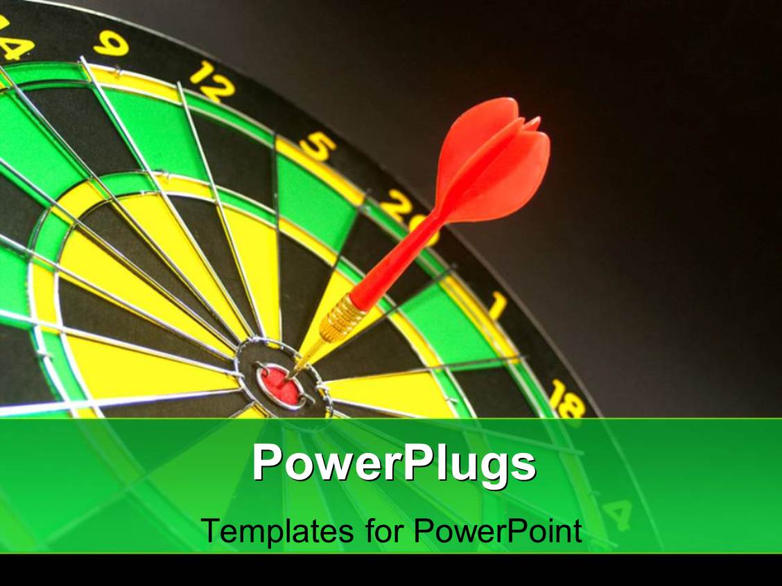 PowerPoint Template a red dart hitting the middle of a dart board (9036)