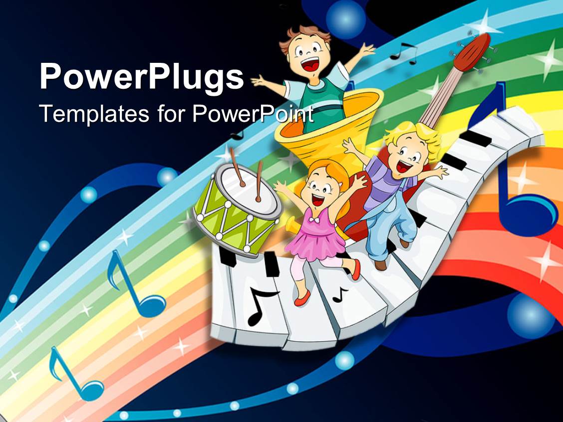 powerpoint-template-three-children-dancing-and-singing-on-musical