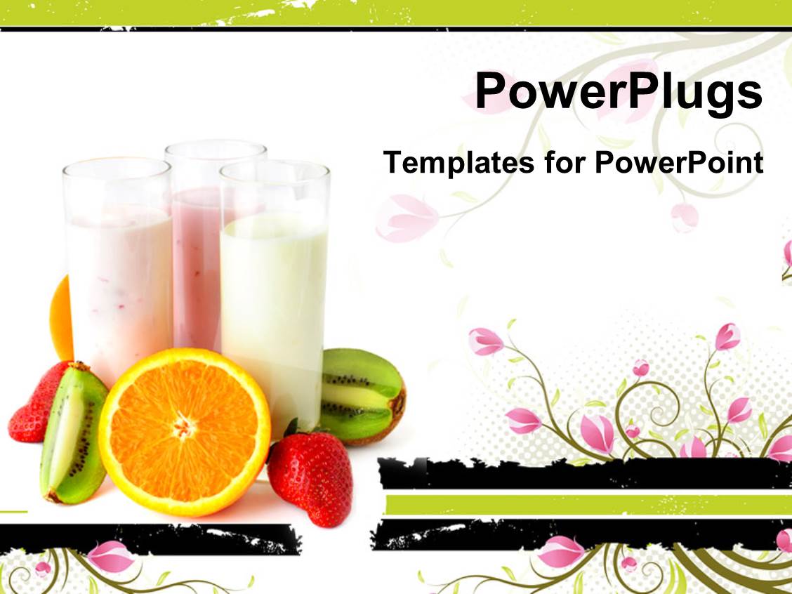 powerpoint template: three glasses with yogurts surrounded powerpoint template: three glasses with yogurts surrounded, Presentation templates