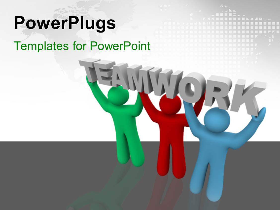 Powerpoint Template Three People Carrying The Word Teamwork With Map In The Background 28811 Teamwork Powerpoint Template